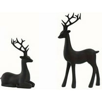 2pcs Black Reindeer Figurines, Deer Statues, Elk Sculpture, Deer Ornaments for Home Office Christmas Decoration (Black, 2pcs)