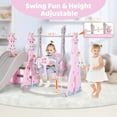 thumbnail image 6 of EVMORE 4 in 1 Toddler Slide and Swing Set for Aged 1-6 Children Kids Boys Girls, Indoor Outdoor Freestanding Playground with Slide, Swing, Climber and Basketball Hoop - Pink, 6 of 8