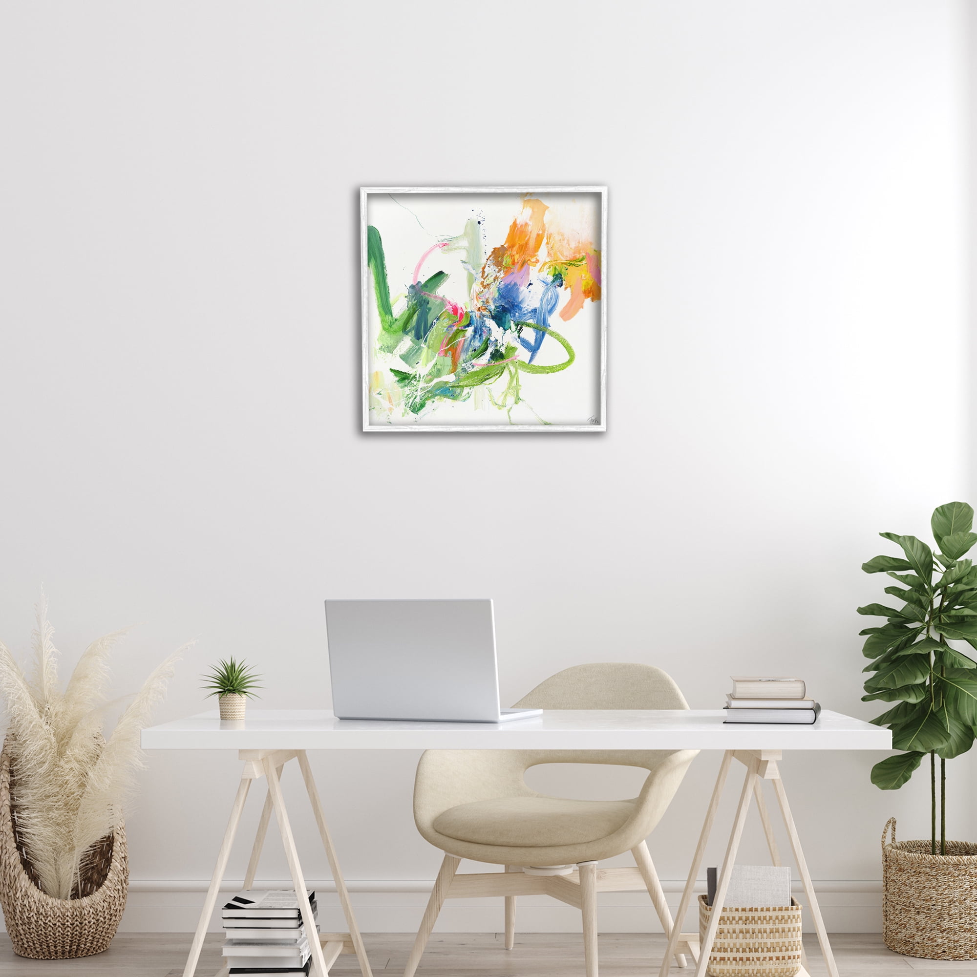 Confident Green Abstraction White Framed Giclee Art, design by Design Fabrikken
