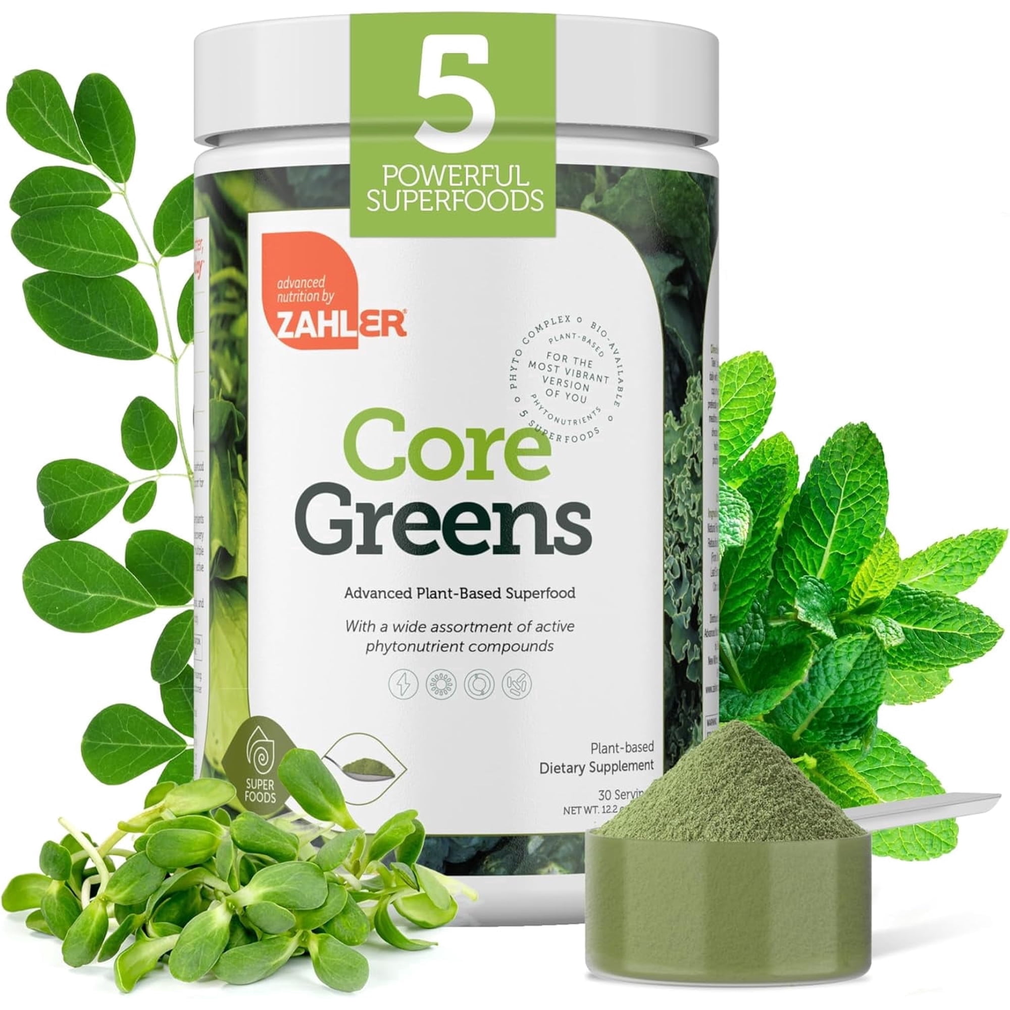 Zahler Core Greens Powder, Superfood Nutrition Mix, 10 Servings, Phytonutrient-Rich Mixed Greens & Energy Powder for Green Smoothies