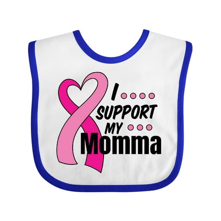 

Inktastic Breast Cancer Awareness I Support My Momma with Pink Ribbon Gift Baby Boy or Baby Girl Bib