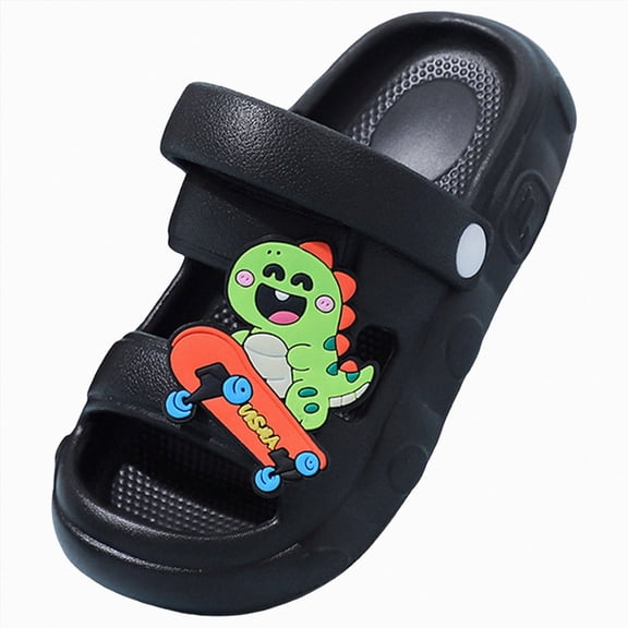 enyan Sandals for Girls and Boys,Mens Slippers Sandals for Women,EVA Anti-Slip Indoor & Outdoor Kids Slippers Open Toe Bath Pool Gym Shower Shoes Black,Size 13