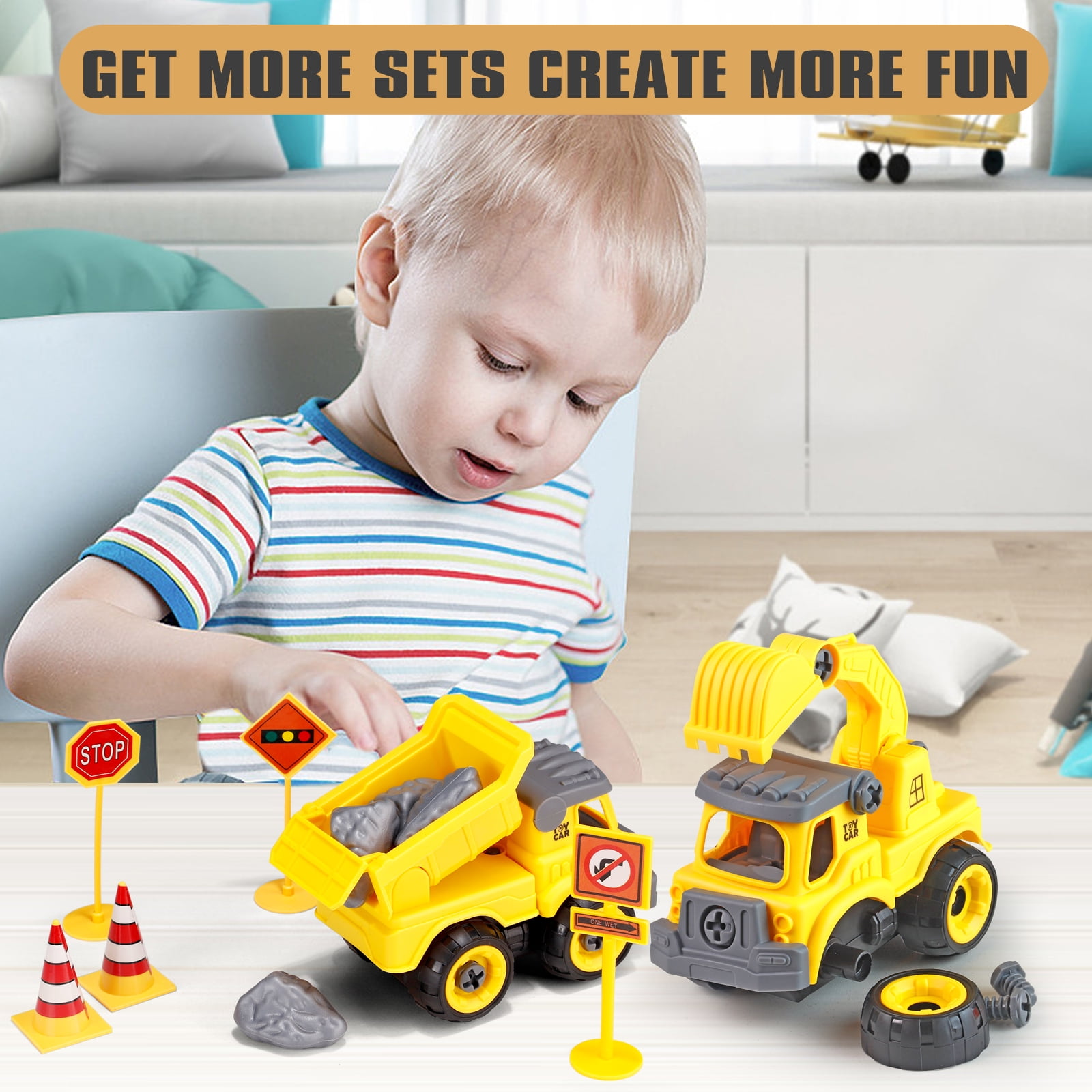 Toys for Boys 3-6 Years Take Apart Construction Trucks 8 Cars Toys