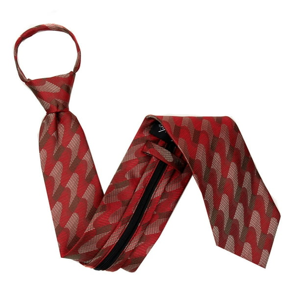 Buy Your Ties Mens Red and Burgundy Zipper Ties Pre Made Ties