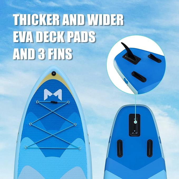 Inflatable Stand Up Paddle Boards with Premium SUP Paddle Board Accessories，10'8'' Paddle Boards Water Ripple Design,Wide Stable Non-Slip Comfort Deck for Adult & Youth