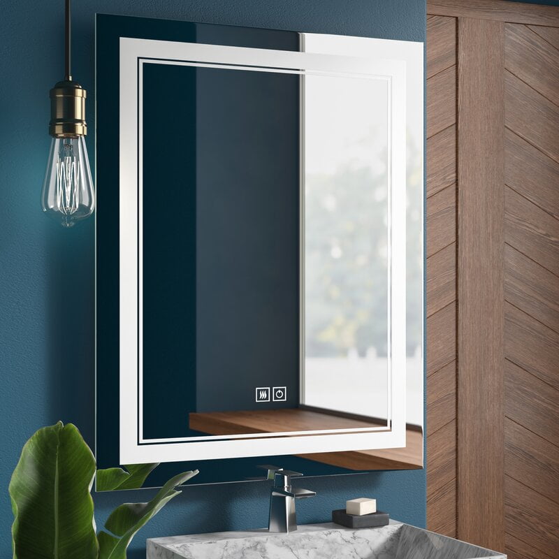 Neutypechic 40" x 32" Large Modern Frameless Lighted Bathroom Mirror