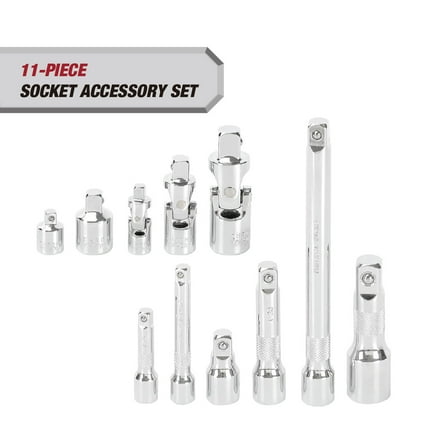 Hyper Tough 11-Piece Socket Accessory Set for 1/4-in, 3/8-in, and 1/2-in Drives
