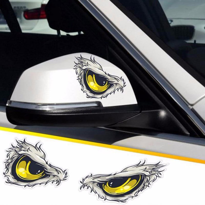 pensioen Vaarwel Relatief Reflective 3D Eyes Decals Car Stickers Rearview Mirror Car Head Styling  Sticker - Walmart.com