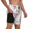 thumbnail image 2 of Sikiie Flamingo And Flowers Print Men's Double Layer Swimming Trunks, Adjustable Waistband and Pockets Sports Swimming Trunks, Beach Swimwear-Medium, 2 of 6