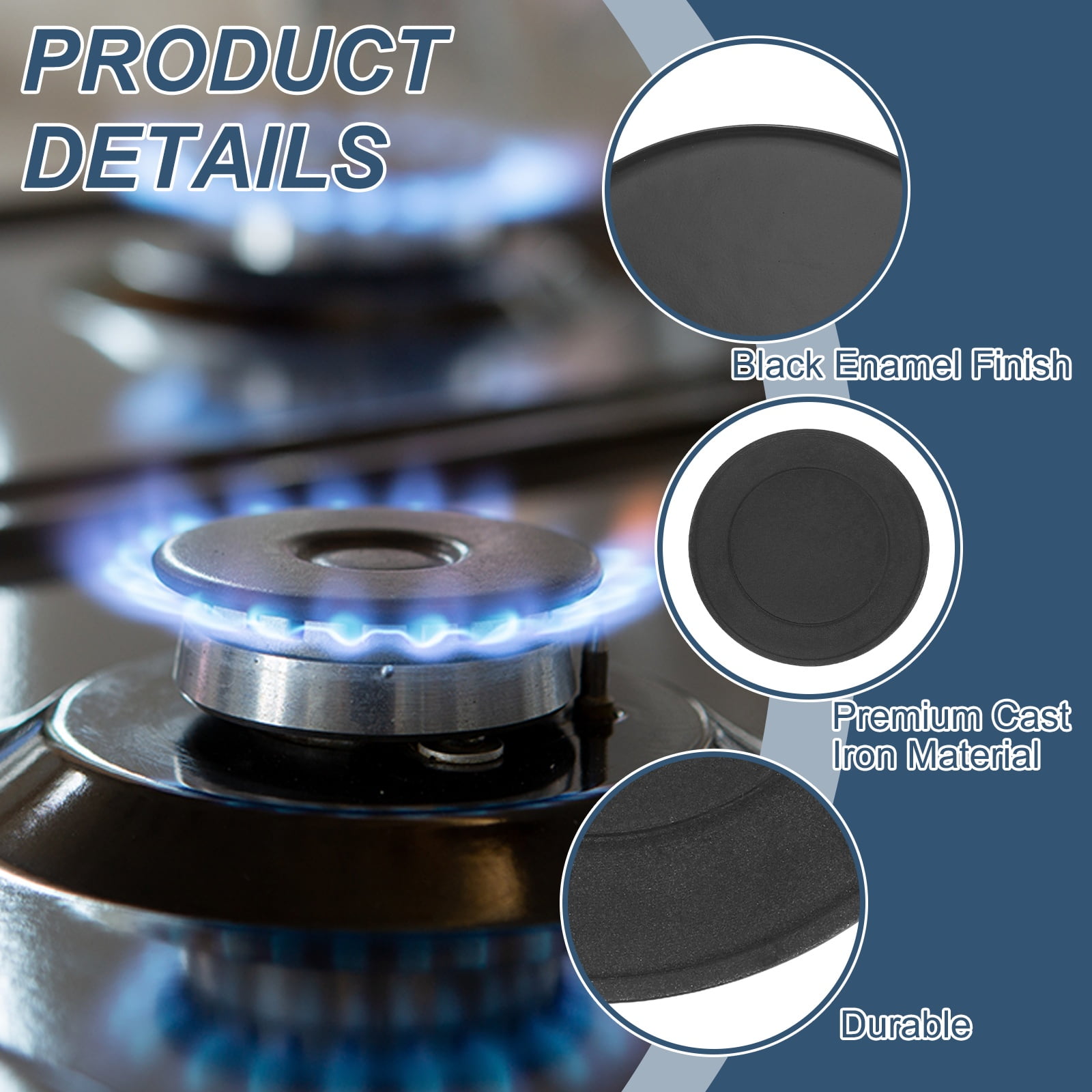 Uxcell 2Pcs Gas Stove Burner Cap, 100mm / 3.94 Inch Flat Metal Cooker Hat Replacement Burner Crown Flame Cap Cover for Stove Oven Surface Burner Cap, Black