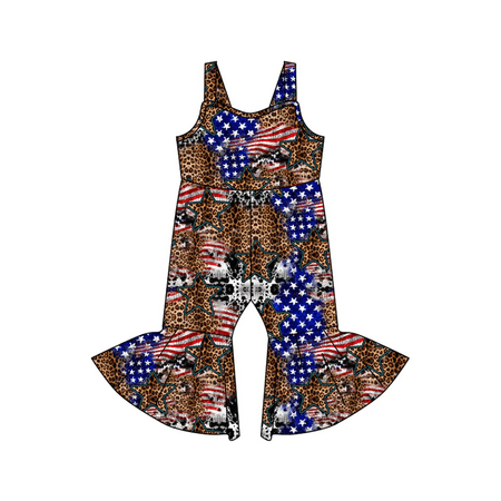 

Baby Girls Summer Overalls Jumpsuits Toddler Sleeveless One Piece Bell Bottom Romper