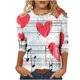 thumbnail image 5 of TaTaai Women's Valentine Heart Print 3/4 Sleeve Round Neck Loose T-Shirt, Valentine's Day Gift, Casual Daily Home Work Top Gift, 5 of 5
