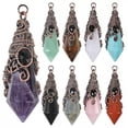 thumbnail image 2 of K-KED 5pcs Amethyst Quartz Agate Stone Pendant Hexagon Energy Reiki Healing Amulet-Tiger Eye, 2 of 9