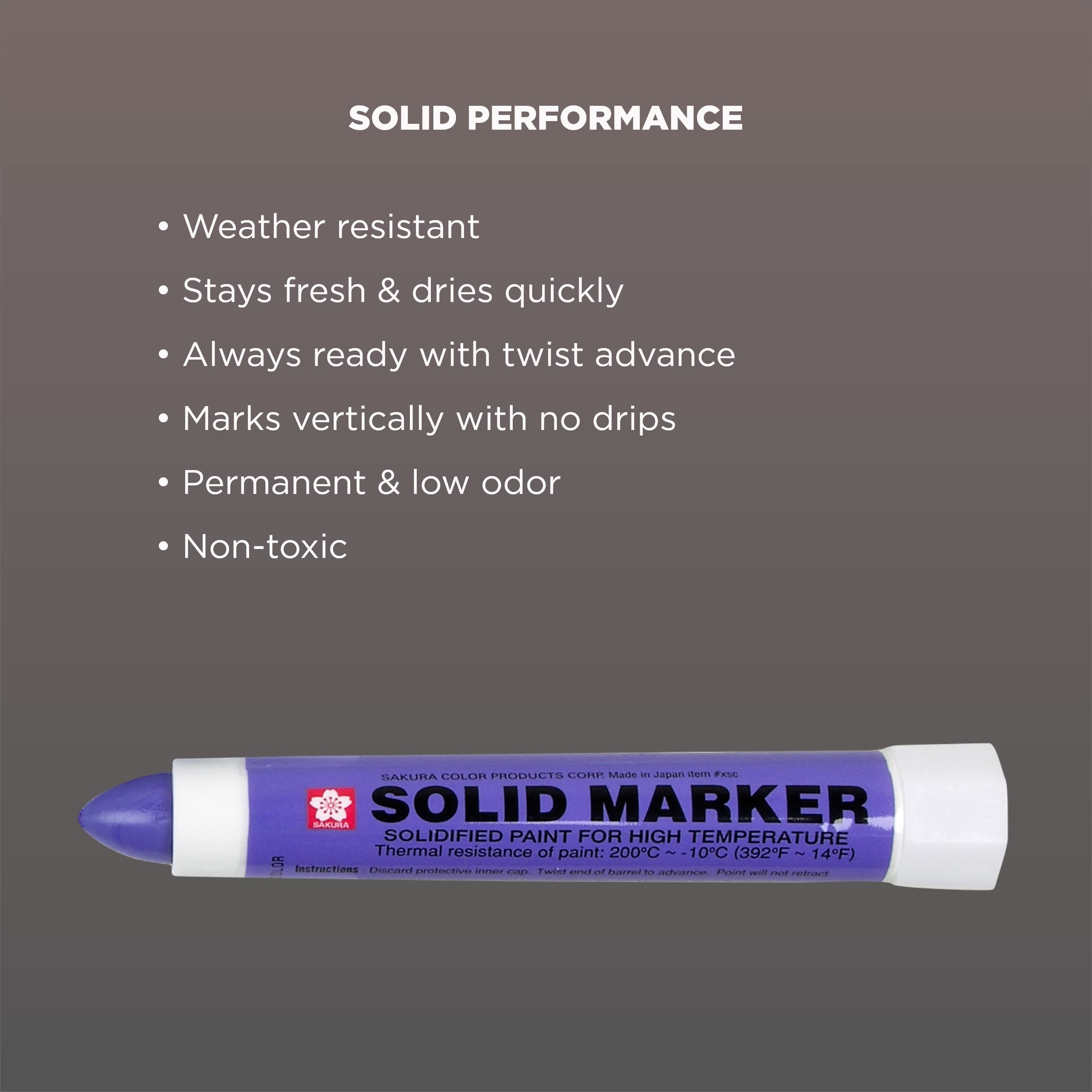 Sakura Solid Paint Markers - Permanent Marker Paint Pens - Window, Wood, & Glass Marker - Purple Paint - 12 Pack