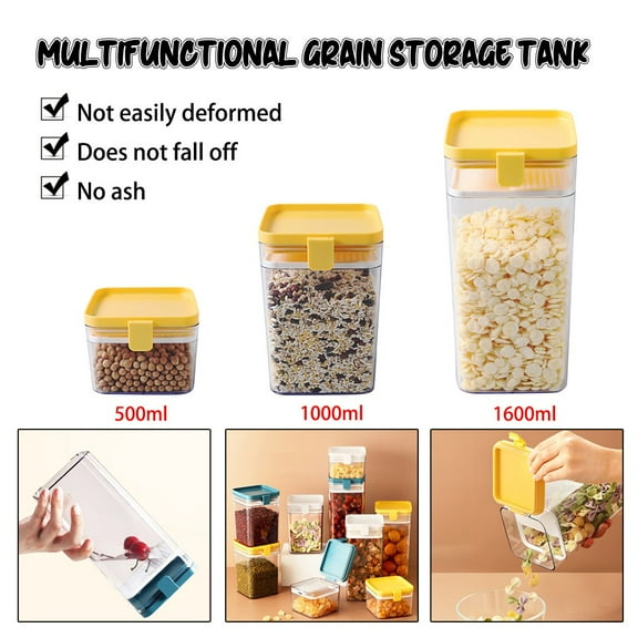 Kiplyki Buckle Transparent Multigrain Sealed Plastic Moisture-Proof Square Can