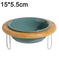 thumbnail image 2 of Ceramic cat bowl high foot dog bowl drinking bowl protection cervical spine adjustable height - dark green, 2 of 5