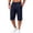 Navy, variant on Mens Breathable Knit Pants Stretch Sport Loose Beach Side Stripe Cropped Summer Trousers Cool Comfy Daily Relaxed Fit Bottoms