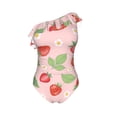 thumbnail image 5 of Wukai Strawberry Floral Chic One Shoulder Swimwear with Ruffle Design and Tummy Control Skirt: Fashionable, Supportive, Comfortable for Beach-Medium, 5 of 7