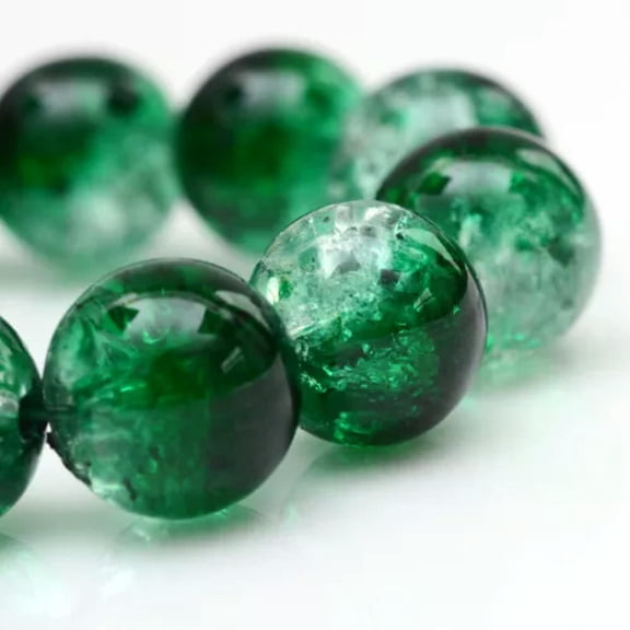 U8MO 1 Strd Baking Painted Crackle Glass Round Beads Smooth Loose Spacer Beads 4~10mm-DarkGreen-6mm-133pcs/Strand
