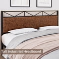 thumbnail image 4 of Metal Bed Frame with Vintage Leather Upholstered Headboard and Footboard, Platform Bed Frame, Full, 4 of 6