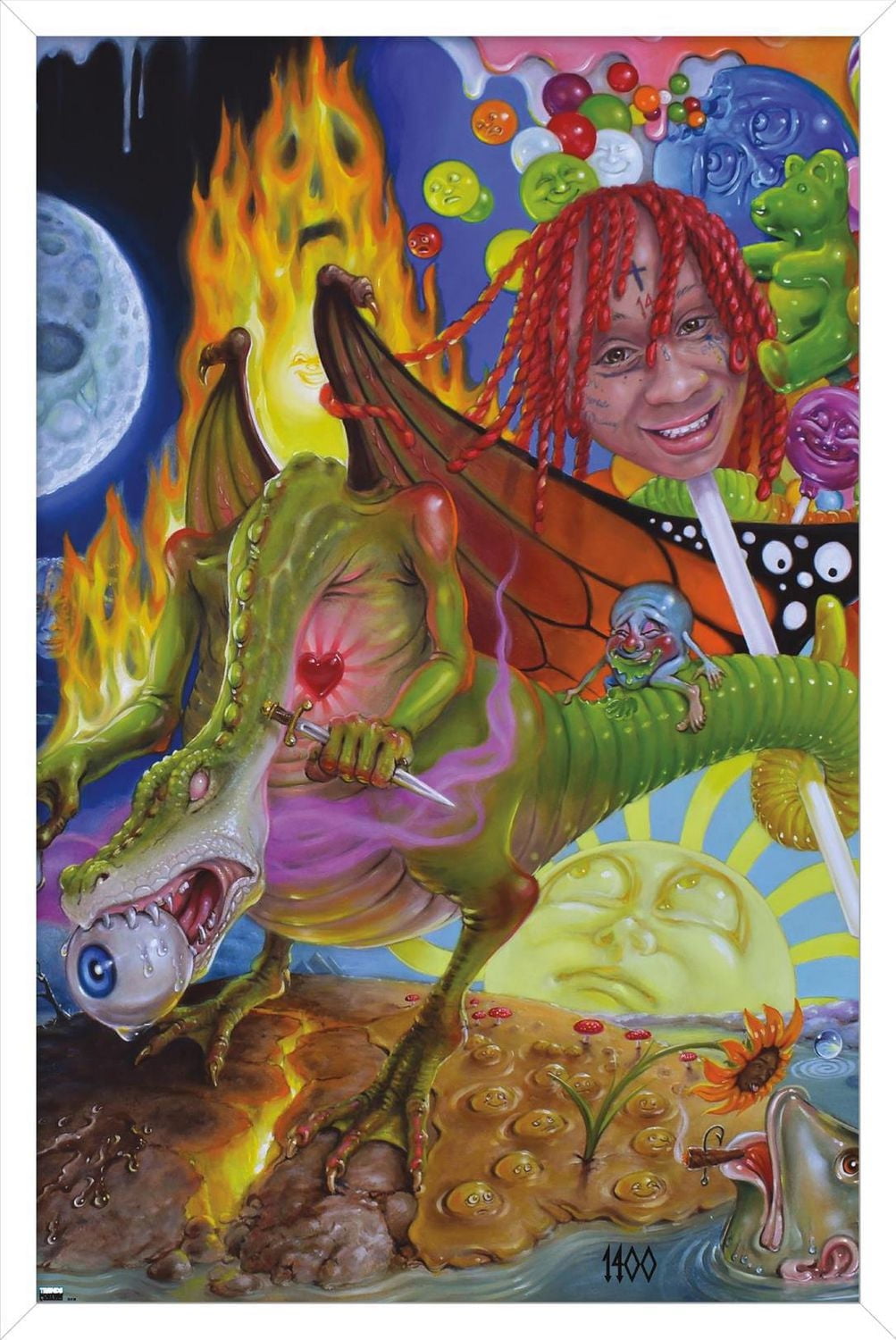 Trippie Redd - Trip at Knight Album Cover Wall Poster with Magnetic Frame, 22.375" x 34"