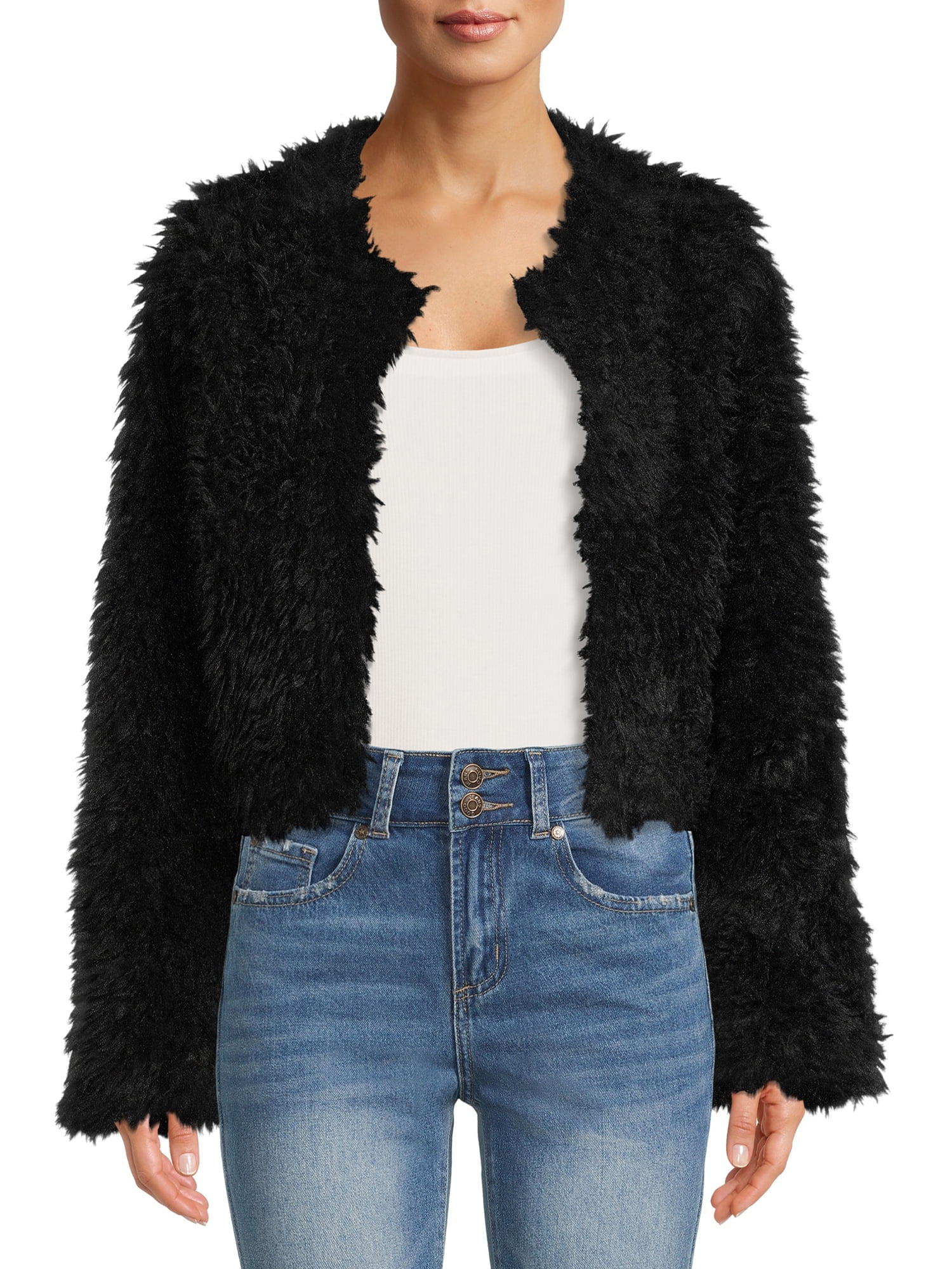 Madden NYC Junior's Cropped Faux Fur Jacket