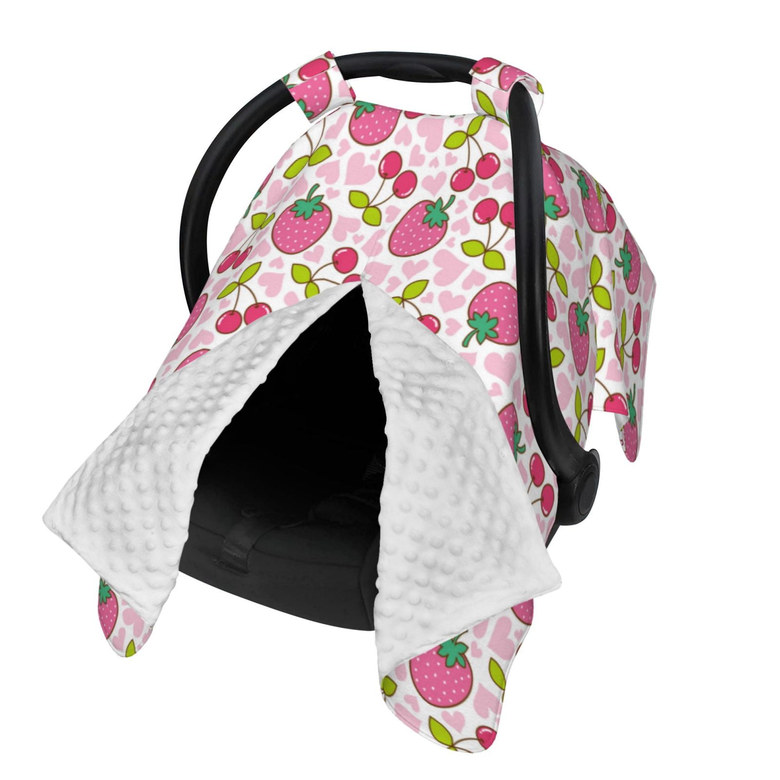 Naloa Strawberry And Cheery Baby Car Seat Cover, Breathable Baby Carrier Cover, Multiuse Baby Carrier Cover & Nursing Breastfeeding Cover