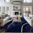 thumbnail image 3 of Marble Texture Large Area Rugs 8x10 ft Modern Blue Golden Fluid Art Washable Rug Non Slip Indoor Carpet Absorbent Floor Mat for Living Room Bedroom Dining Room, 3 of 9