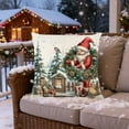 thumbnail image 2 of 18x18 Inch Christmas Throw Pillow Cover with Santa Claus & Blue Bird, Red Green Holiday Decor for Sofa Couch Bed, Festive Winter Scene Pillowcase A, 2 of 6