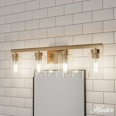 

Hunter Hartland Alturas Gold with Seeded Glass 4 Light Vanity Wall Light Fixture