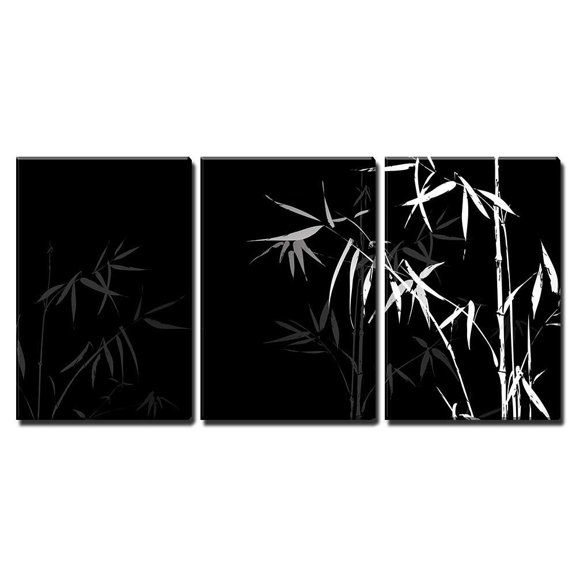 wall26 - Vector White Bamboo Branches - Canvas Art Wall Art - 16"x24"x3 Panels