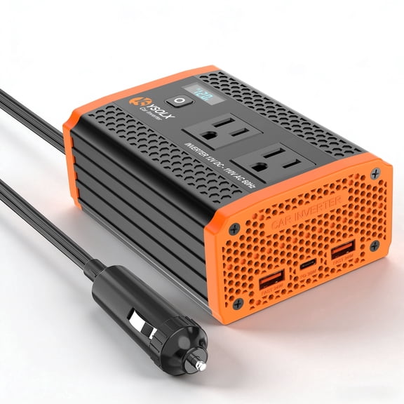 400W Car Power Invertes for Vehicles, with 12V to 110V Dual AC Car Plug Adapter Outlet with LCD Display
