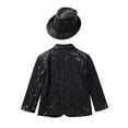 thumbnail image 4 of iiniim Kids Boys Shiny Sequins Blazer with Fedora Hat Wedding Party Formal Tuxedo Suit 6-16 Black 6, 4 of 7