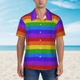 thumbnail image 2 of Fotbe Colorful Glitter Rainbow Hawaiian Shirt for Men Unisex Summer Beach Casual Short Sleeve Cotton Linen Button Down Shirts-Large, 2 of 5