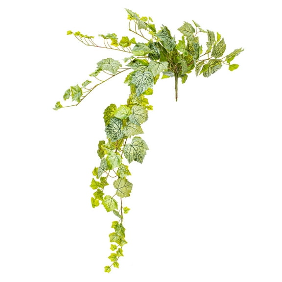 Vickerman 39" Artificial Green & White Grape Leaf Ivy Hanging Bush.