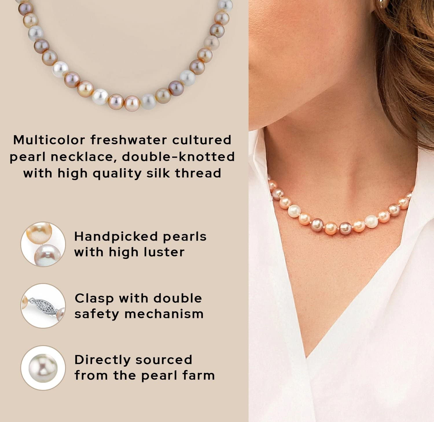 THE PEARL SOURCE 7.0-7.5mm AAAA Quality Triple Strand White Freshwater