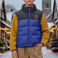 thumbnail image 2 of DJDLJWCJ Boys Puffer Down Vest Stand Collar Thickened Warm Winter Quilted Sleeveless Jackets Color Blocked Full Zipper Vest Blue Size 12, 2 of 7