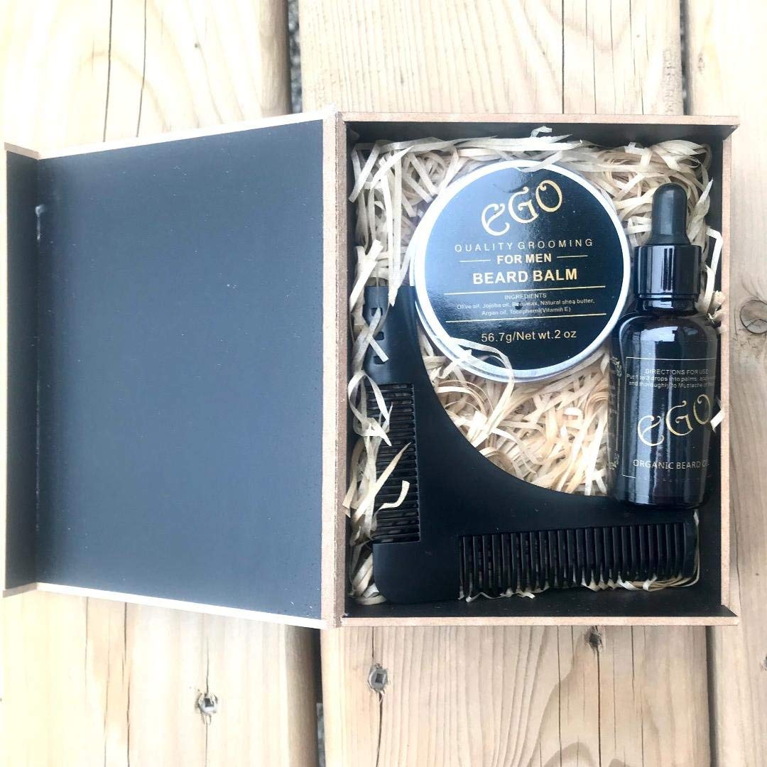 EGO Premium Beard Grooming Kit. Natural Organic Unscented Beard kit
