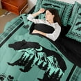thumbnail image 4 of Feelyou Cartoon Rustic Bear Bedding Comforter Set 7 Pieces for Kids, Green Western Boho Aztec Full Bedding Set, Rustic Lodge Cabin Reversible Fitted Sheet Flat Sheet, Super Cozy Room Decor, 4 of 8