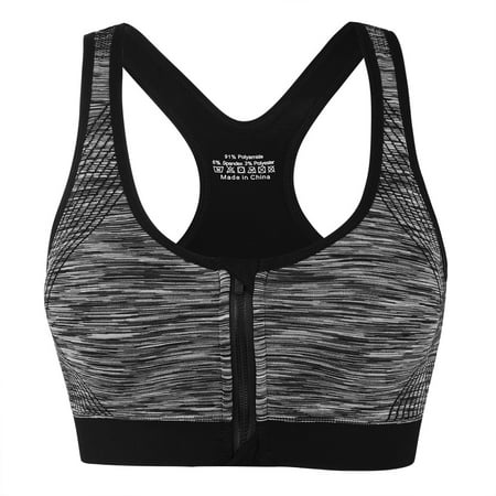 Front Zipper Closure Sports Bra High Impact Exercise Bra Sports Racerback Workout Bras with Removable