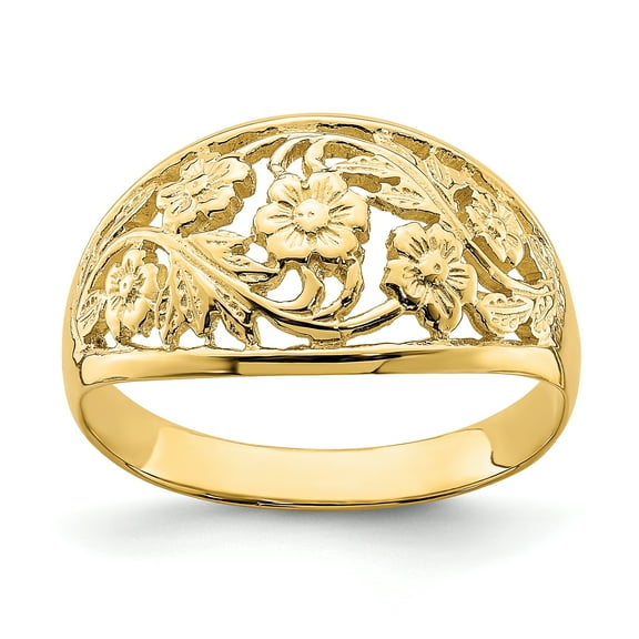 14K Floral Dome Ring Size 7