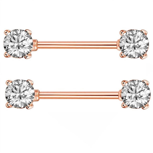 14G 5 Pares Anillos para Pezones Anillo para Lengua Acero Quirúrgico Pezones Retenedor Piercing Mujeres Plata Barras Rectas