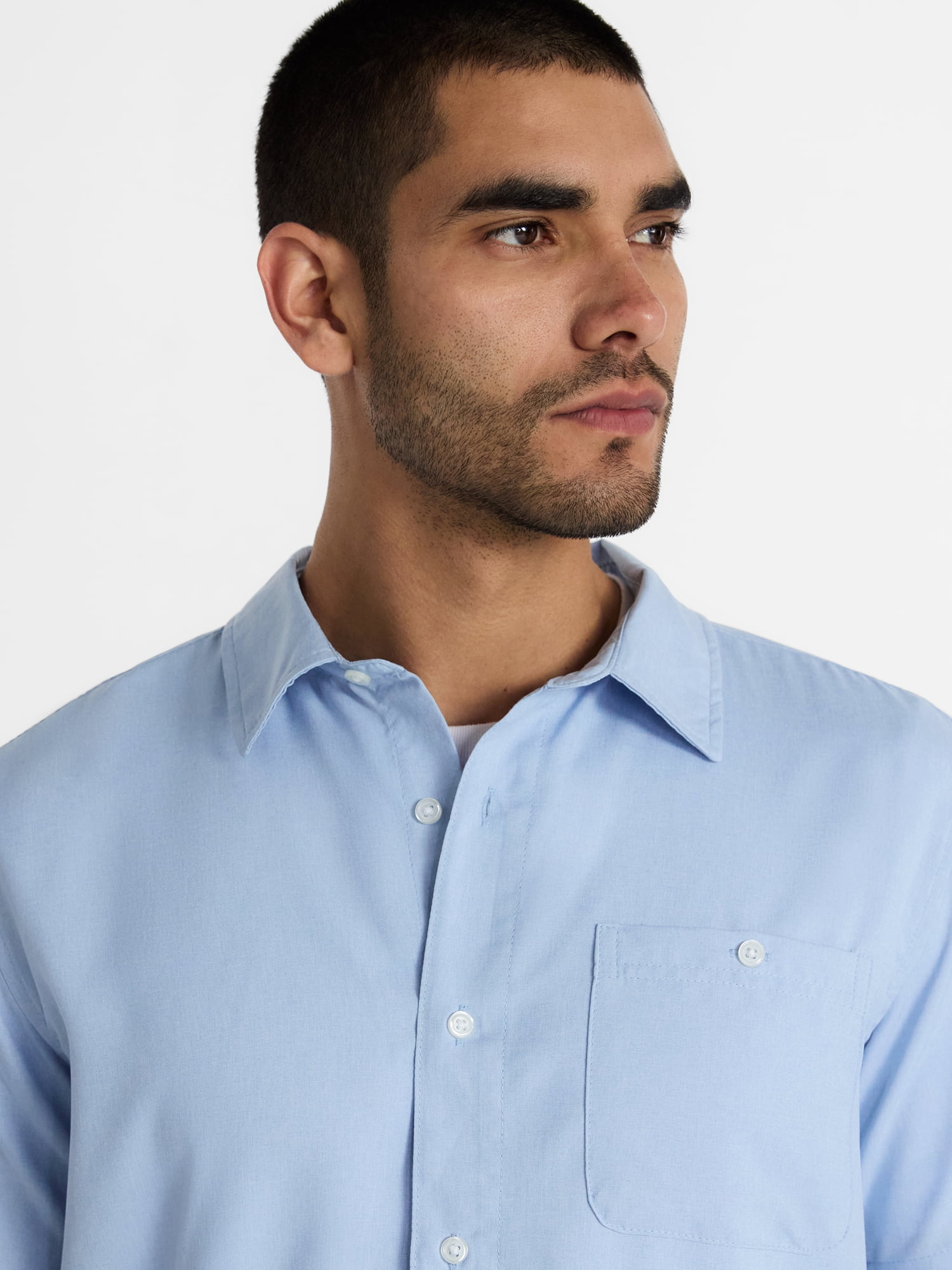 George Men's & Big Men's Regular Fit Microfiber Button-Up Shirt with Short Sleeves, Sizes XS-5XL