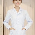 thumbnail image 4 of Nur-se Scrubs Dress for Women Formal Lapel Neck Long Sleeve Button Down Work Dress Comfy Nursing Uniform White, 4 of 5