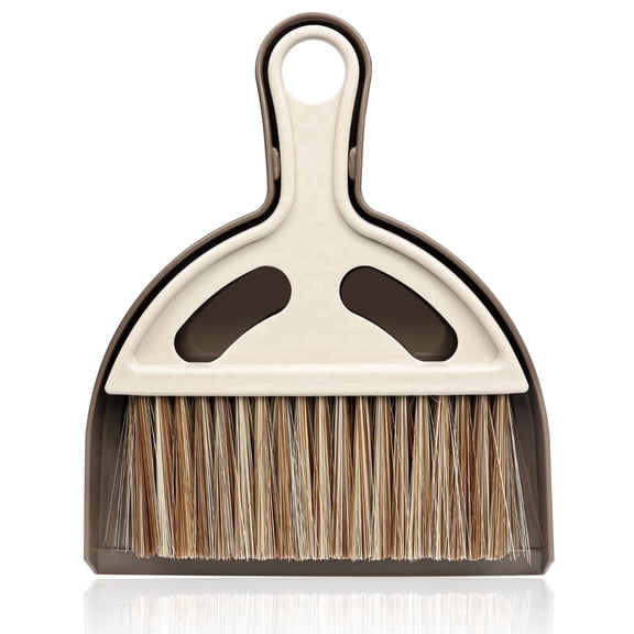 Zthluyc Small Mini Hand Broom Dustpan - Small Dustpan and Brush Set,Mini Broom and Dustpan Set, Hand Broom and Dustpan Set,Mini Dustpan and Brush Set for Cat Litter, Kitchen, Tables, Cars - Brown