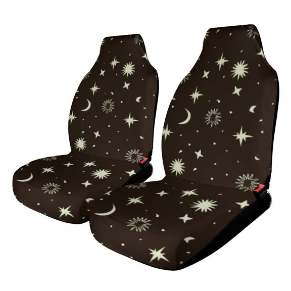 Moon And Star Print Car Seat Covers,Universal Auto Front Seats Protector Fits for Car,SUV Sedan,Truck