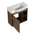 thumbnail image 5 of Tcbosik 24" Floating Bathroom Vanity with Ceramic Sink, Wall Mounted Vanity Cabinet with Open Shelf and Soft Closing Door for Small Space, Brown Ebony, 5 of 10
