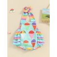 thumbnail image 2 of Infant Baby Girls Halter Romper Sleeveless Square Neck Ice Cream Print Jumpsuit, 2 of 8