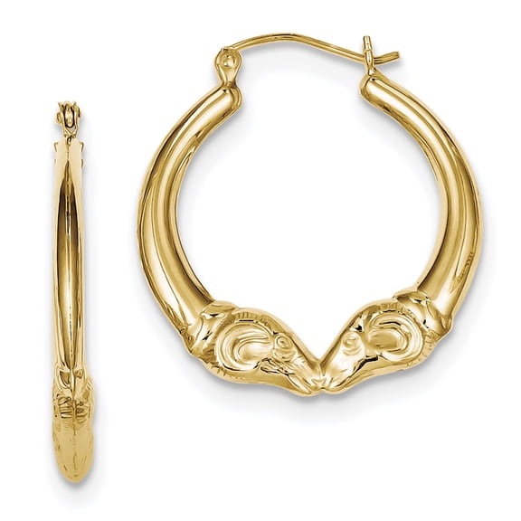 Primal Silver Sterling Silver Gold Plated Hollow Rams Head Hoop Earrings