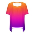 thumbnail image 6 of Save On Fake-Two-Piece Shirts for Womens Pleated Gradient Tunic Blouses Square Neck Short Sleeve Tees Loose Relaxed Fit Tee Shirts Layered Blouse Shirt Hide Belly Tunic Tops Trends Summer 2025, 6 of 7